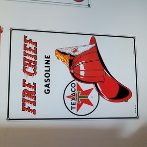 Fire Chief Texaco Gasoline Porcelain Sign